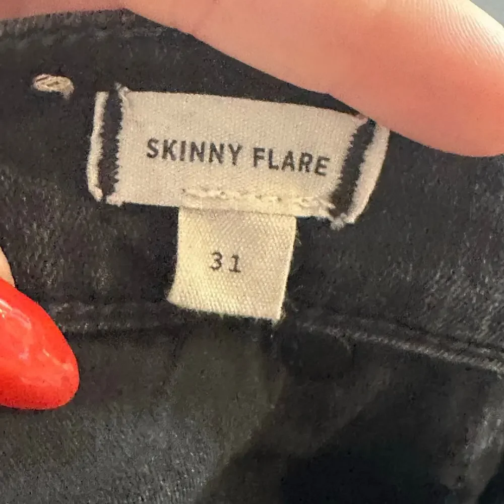 Skinny Flare Jeans in Black Frost Wash Size 31